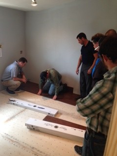 Intermountain Wood Products and Hallmark Floors during an installation of San Simeon