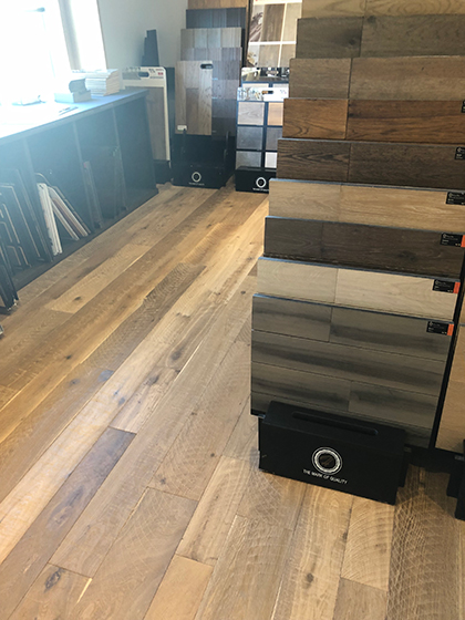 Hallmark Floors Organic 567 hardwood Flooring installed at Triumph Interiors Showroom