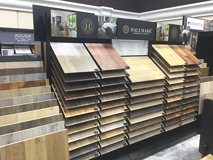 Hallmark Floors hardwood display at bixby plaza Carpets of huntington beach | Hallmark Floors Spotlight Dealer