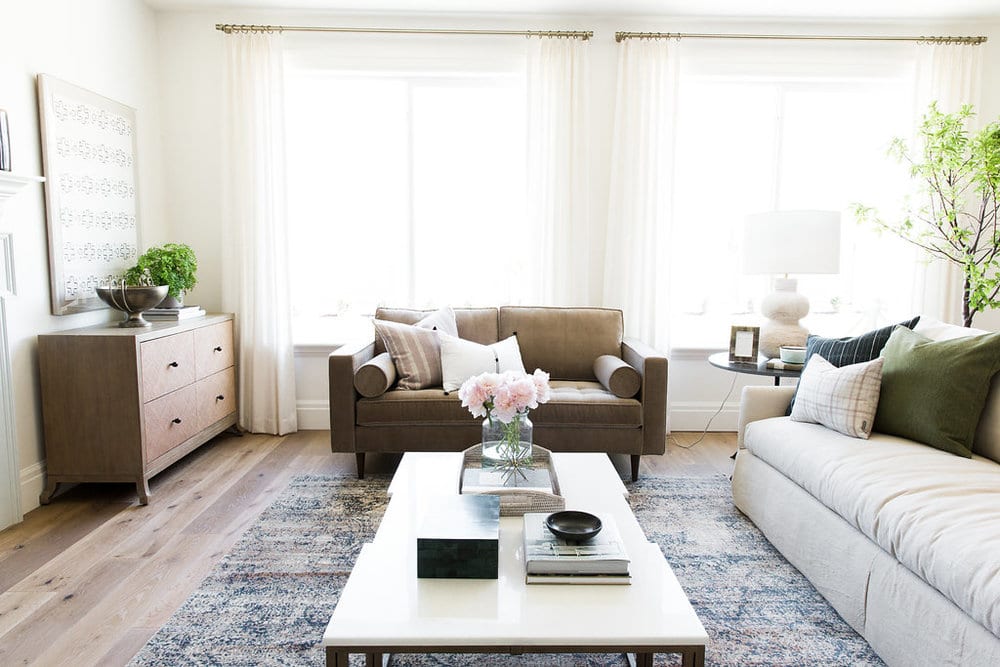 Living room with engineered wood floors