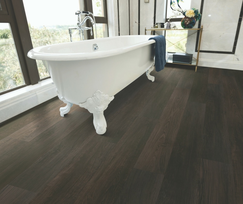 bathroom with vinyl plank flooring