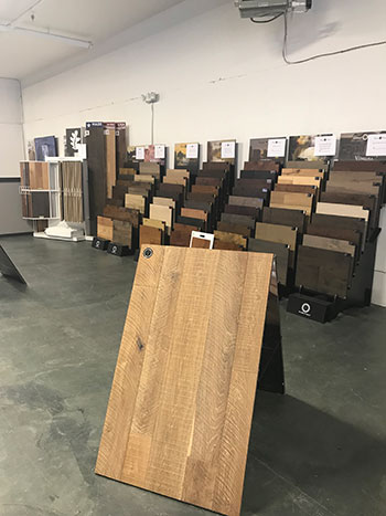 Skips custom flooring in canadaigua hardwood display at showroom