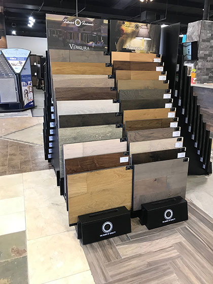 hallmark floors ventura and novella hardwood displays at alabama custom flooring and design showroom