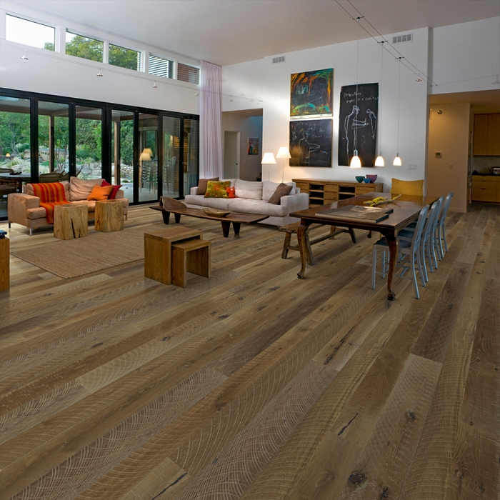 Product Gunpowder Oak Organic 567 Engineered Hardwood flooring by hallmark Floors.