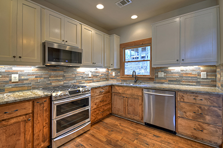 Hallmark Floors Organic Solid Tulsi Hickory kitchen installation by Dalton Wholesale Flooring