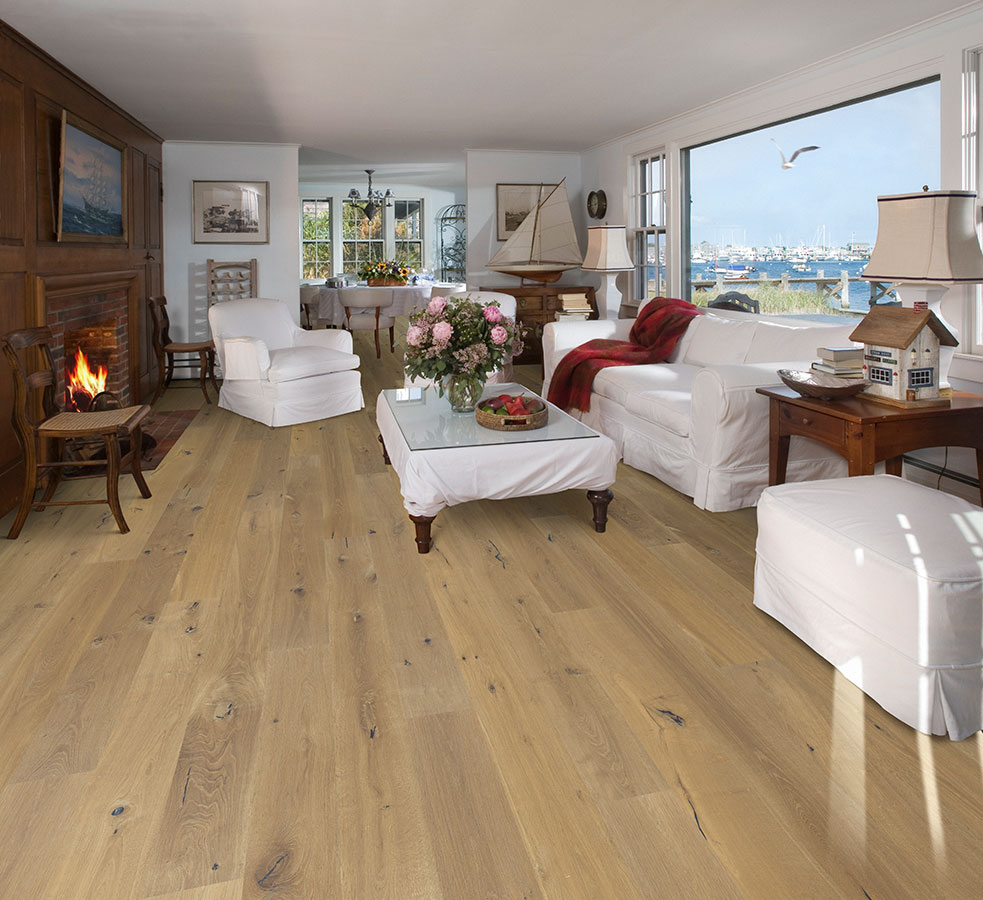 White knot free wide plank engineered hardwood floors in White Oak -  rewardflooring