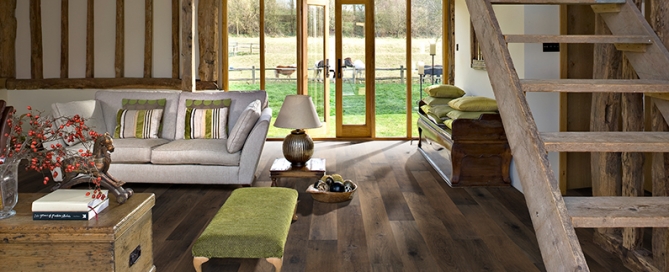 Neroli Oak Hardwood Floors from the True Hardwood Flooring Collection by Hallmark Floors. True Hardwood Flooring where the color goes throughout the surface layer without using stains or dyes.
