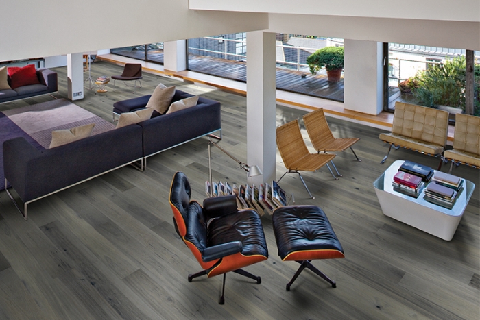 Jasmine Hickory Hardwood Floors from the True Hardwood Flooring Collection by Hallmark Floors. True Hardwood Flooring where the color goes throughout the surface layer without using stains or dyes.