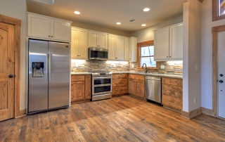 Hallmark Floors Organic Solid Tulsi Hickory cabin kitchen installation by Dalton Wholesale Flooring