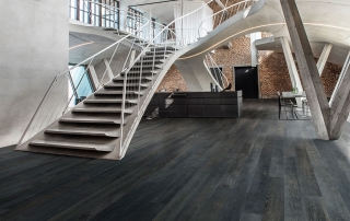 Onyx Oak Hardwood Commercial Flooring from the True Hardwood flooring collection by Hallmark Floors. True Hardwood flooring where the color goes throughout the surface layer without using stains or dyes.