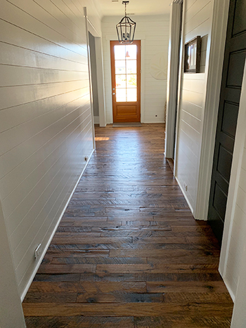 Hallmark Floors Organic Solid Moroccan Hickory hallway install by Barefoot Floors