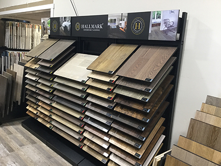 Hallmark Floors large hardwood Flooring display at Floortex Design Showroom