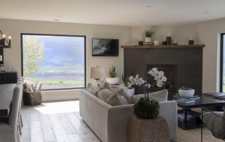 Modern Farmhouse Renovation with Del Mar hardwood flooring in a great room. Design by MATERIA Interior Design Studio