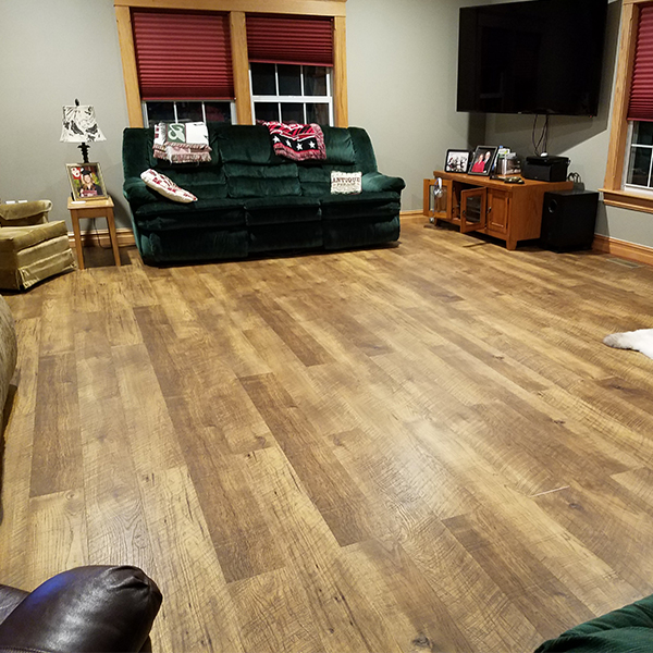 Hallmark Floors Courtier-Monarch Hickory living room install