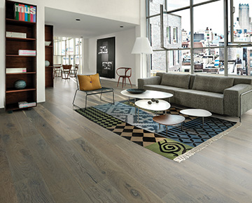 Avenue Collection by Hallmark Floors show ultra wide engineered hardwood planks